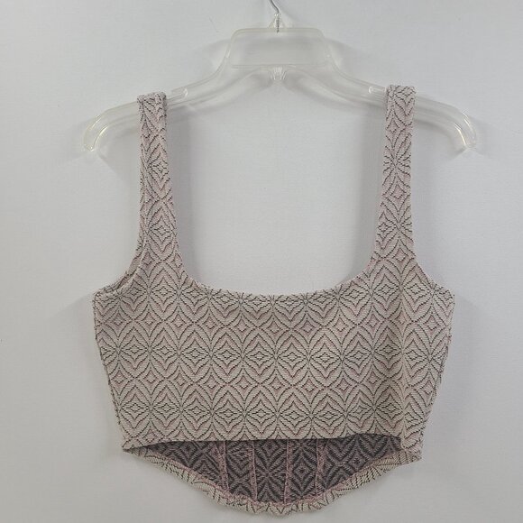 Free People Intimately Women's Tank Top Cropped  Tan Size M Knit Strech - Picture 4 of 7